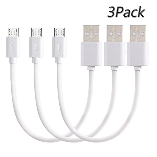 30cm Micro USB to USB 5 Pin Cable, Data Sync and Charging Cable for Samsung, HTC, Android etc.High-Speed A Male to Micro B Short Cable (White-3P)