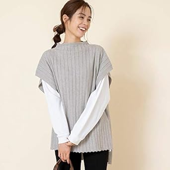 Amazon コーエン レディース Coen 2wayワイドリブベスト Lt Gray Free セーター 通販