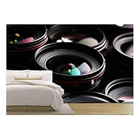 Modern Camera Lenses with Reflections, Low Key Image - Removable Wall Mural | Self-Adhesive Large Wallpaper - 66x96 inches