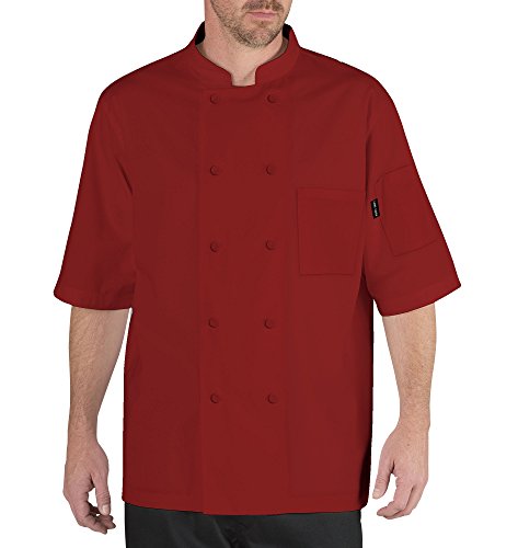 Chef Code Cool Breeze Chef Coat with Short-Sleeves and Mesh Vent Inlay CC105 (L, Red)