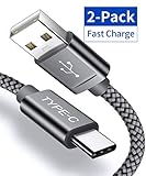JSAUX USB-C Cable Fast Charging,2-Pack 6.6ft USB Type C to USB-A Nylon Braided Charger Cord Compatible with Samsung Galaxy S10 S9 S8 Plus Note 10 9 8,Moto Z Z2,LG V30 V20 G5 G6,USB C Devices(Grey)