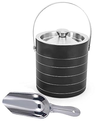 King International Stainless Steel Black Colour Silver Lines Bar Set of 2 Pieces |Set of 2 Pieces