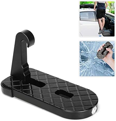 ASUMAN Folding Car Door Latch Hook Step - Vehicle Rooftop Roof Rack Assistance Step Mini Foot Pedal Ladder for Jeep SUV Truck, Car Door Step Hook Easy Access to Rooftop with Safety Hammer Function