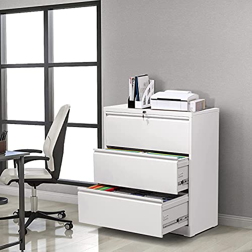 3 Drawer Lateral File White, Metal Lateral Filing with
