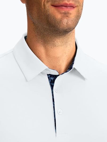 OBLA MEN’S GOLF SHIRT SHORT SLEEVE MOISTURE WICKING SOLID PERFORMANCE DRY FIT COLLARED GOLF POLO SHIRTS FOR MEN TENNIS WORK(A WHITE_XXXL)