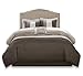 Comfort Spaces Windsor Set-5 Piece-Khaki, Brown, Ivory-Pintuck Pattern-King Size, Includes 1 Comforter, 2 Shams, 1 Decorative Pillow, 1 Bed Skirt
