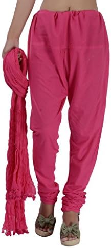 VB Originals Women's Indian Cotton Churidar Salwar Pants With Dupatta Stole Medium Magenta