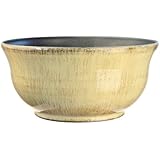 Fantastic:)&trade; 13.5-INCH Low Bowl Shinny Finish Decorative Plastic Planters Flower Pot (One Pack, Antique-Cream)
