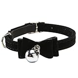 Black Cat Pet Collar kitten Velvet Bow Tie Neck Safety Bowtie With Bell by JUNDA