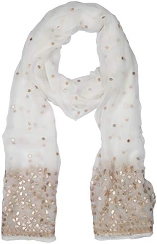 The Golden Sparrow Women's Dyeable Chiffon Gota Patti Dupatta (White & Gold)