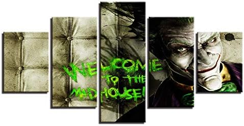 WSJXY 5 Canvas Paintings Framed Painting Canvas Home Decoration 5 Panel Movie Joker Large Poster HD Printed Wall Art Modular Popular Pictures for Living Room