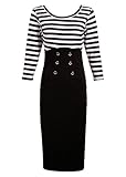 Womens Black and White Striped Nautical PinUp Retro Vintage Sailor Dress – Size Small