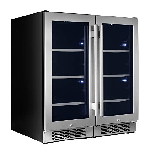 Avallon ABR151SGDUAL Stainless Steel 30 Inch Wide 172 Can Energy Efficient Beverage Center with LED Lighting, Double Pane Glass, Touch Control Panel and Lockable Doors