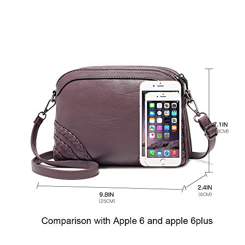 Crossbody Bag for Women Small Leather Phone Purse Wallet Shoulder Bag Trendy Ladies Wristlet Clutch (Purple b)