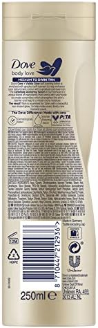 Dove Visible Glow Gradual Self-Tan Lotion Medium to Dark 250ml White view 2