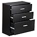 Black Drawer Chest Storage with 3 Drawers