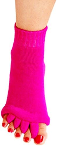 1 Pair Yoga GYM Massage Five Toe Separator Socks Foot Alignment Pain Relief Hot (One Size, Hot Pink)