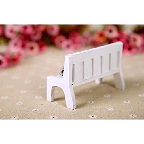 Miniature Dollhouse,Shellvcase Exquisite Simple Mini Wooden Bench Dollhouse Garden Home DIY Decor Gift