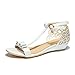 Women T-strap Bow-knot Open Toe Ankle Strap with Hollow out Demi Wedge Heel Sandals