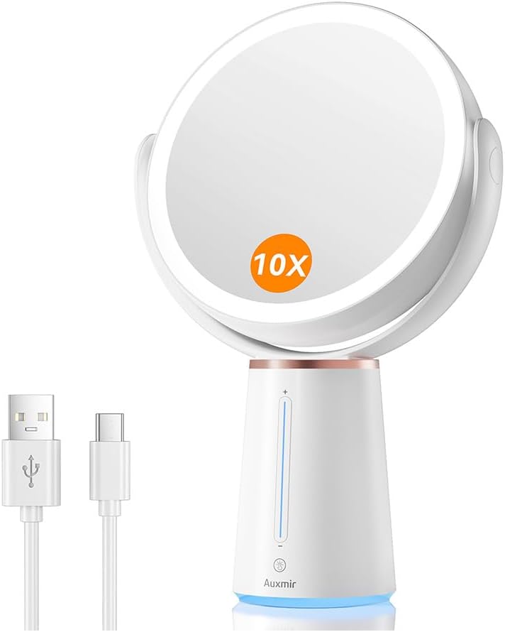 Auxmir 7.5" Double-Sided Magnifying Makeup Mirror with 52 LED Lights