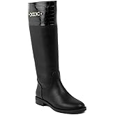 Jones New York Women’s Riding Boots – Classic Knee-High Dress Boots with Gold Buckle Detail, Side Zipper, and Comfortable Low Heel for Work or Casual Wear