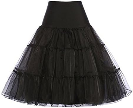 Yanluxe Women's 50s Vintage Rockabilly Petticoat Crinoline Tutu Underskirt black S/M