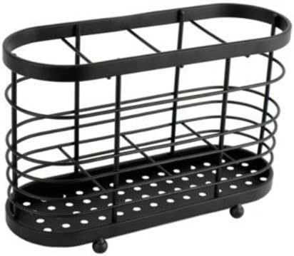 Heavy Duty Luxury Stainless Steel Cutlery Stand and Drainer (Black)