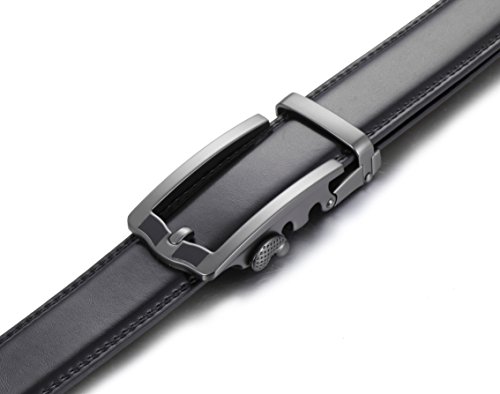 Mio Marino Ratchet Click Belts for Men - Mens Comfort Genuine Leather Dress Belt - with Automatic Buckle, Enclosed in an Elegant Gift Box - Style 185 - Black - Adjustable from 28" to 44" Waist