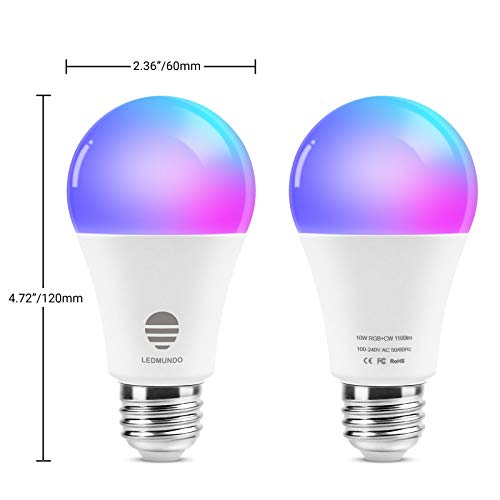 Smart WiFi LED Light Bulbs, 100W Equivalent - 2700K-6500K - 10W Bulb - RGBCW A19 LED Bulb E26 Base - 1100LM - WiFi Light… - Image 3
