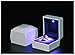 Ring Box, ASAPS Square White Velvet Wedding Ring Box with LED Light for Proposal/for Engagement (White-Small)