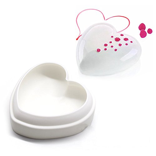 Chige Heart Mousse Cake Mold Trays, 6.2-inch Silicone Baking Pan-Food Grade & BPA Free-Not Sticky Mould Suitable For Mousse,Chocolate Brownie,Jelly,Ice Cream,Chiffon,Cheesecake,Fondant - Thumbnail 2