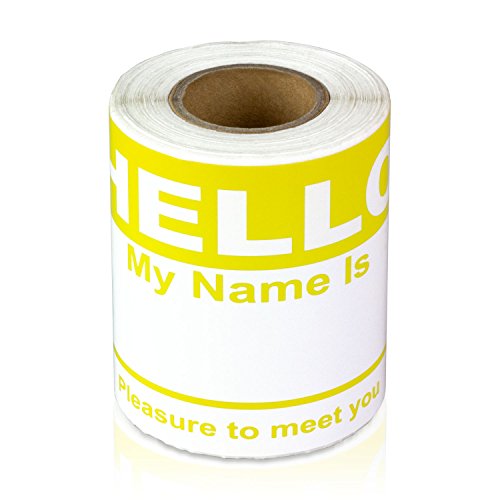 Hello My Name is Stickers Labels Nametags Visitor Sticker Badges Write on Adhesive Color Simple Basic Blank [Yellow] -2-5/16