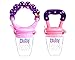 Bububaby Baby Feeder for Fruit & Fresh Food / Silicone Teething Toys/ Feeding Pacifiers for Boys and Girls, Rattle, Extra Teats and Pacifier Clip Holder, 2 Pack (Pinky Purple)