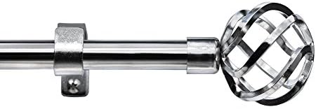 gbHome Empyrean Grace Curtain Rod Metal Cafe Rod Window Treatment Rod Drapery Rod (48-84 Inches, Chrome)