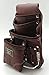 LEATHER GOLD Heavy Duty Tool Pouch | Carpenters Tool Pouch 3350, Brown, Oil-Tanned, 10 Pockets, 2 Hammer Holders, Reinforced Seams