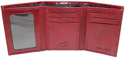 Zenyetti Handcrafted Italian Leather TriFold Wallet, Horizontal Pockets &amp; Clear ID Window (Burgundy)