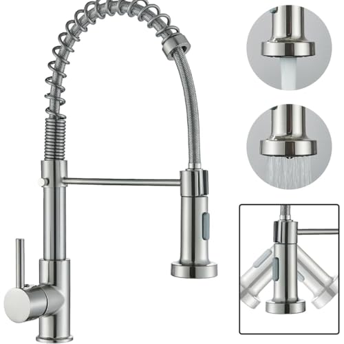 Torneira Monocomando Cozinha, Gourmet Para Bancada, Aço Inox Brilhante, Bico Giratório 360°, Spray Extensor