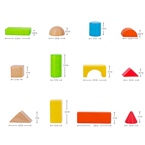 image for KAJA Classic Wooden Building Blocks Sets 80 Pcs Blocks for Toddlers Ed
