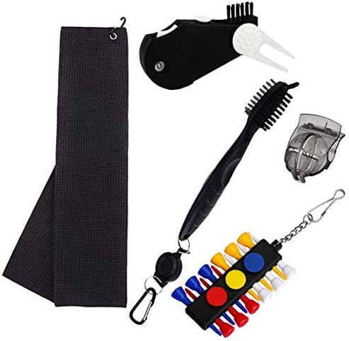 DANIVE Golf Accessories Set, 5 PCS Golfing Accessories Kit, with Microfiber Towel, Cleaning Brush, Ball Marker, Foldable Divot Repair Tool, Golf Tee Holder, Golf Gifts for Men, Women DANIVE Golf Accessories Set, 5 PCS Golfing Accessories Kit, with Microfiber Towel, Cleaning Brush, Ball Marker, Foldable Divot Repair Tool, Golf Tee Holder, Golf Gifts for Men, Women