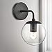 Light Society LS-W264-BK-CL Zeno Black and Clear Glass Globe Wall Sconce, Mid Century Modern Retro Vintage Style