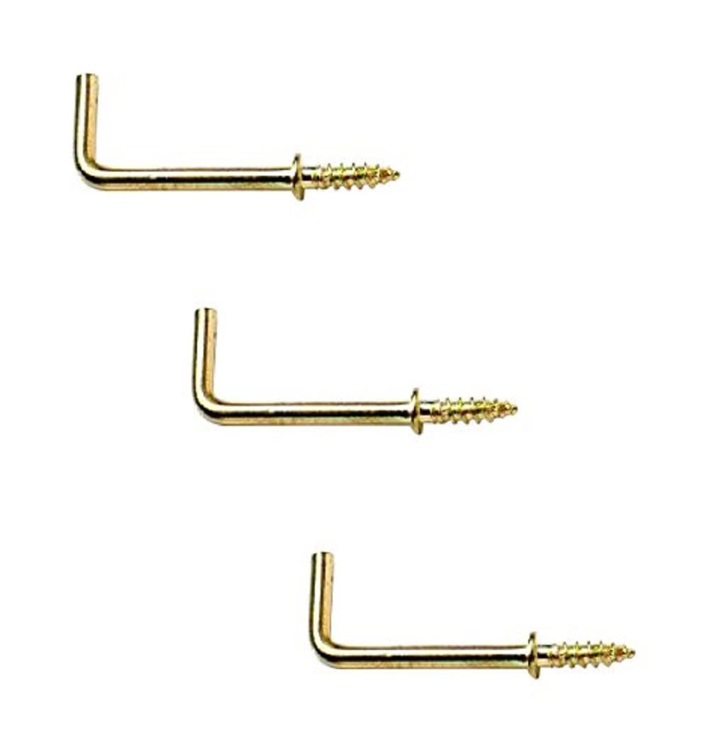 Merriway BH03808 (50 Pcs) Square Shouldered Dresser Hooks, Electro Brass Plated 13 mm - Pack of 50 Pieces