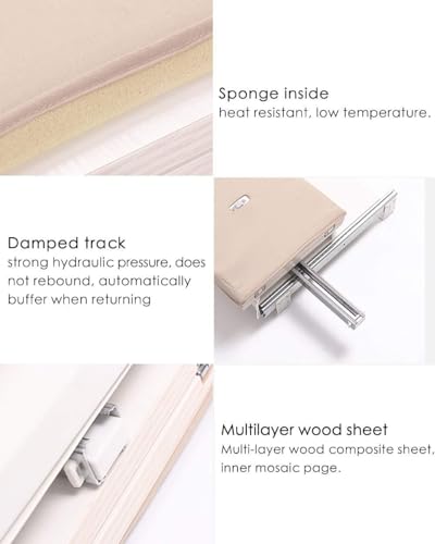 Hcosmy Pull Out Ironing Board - 180° Rotatable, 14" L x 32" W, Retractable Hidden, Closet Foldable With Heat-Resistant (White)