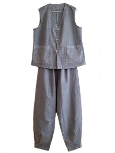 AltairMen Women Cotton 100% Vest Pants Buddhist Zen Meditation Clothing, Uniform, Temple Clothing, Hanbok
