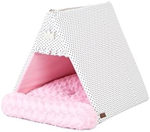 DINGDOUNG PET Loverly Pet House Tent Cushion Soft Cosy Relax TIPI House Dot-Pink White