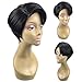 Onefa Cut Wigs for Black Women Short Human Hair Wigs Straight Hair Natural Brazilian Virgin Glueless Wigs Ladies Wigs for Charming Daily Party Cosplay Hairpiece (Black)