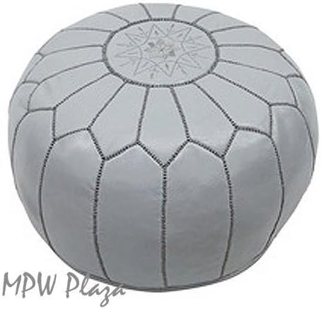 MPW Plaza Moroccan Stuffed Pouf, 20" D x 14" H (Light Grey)