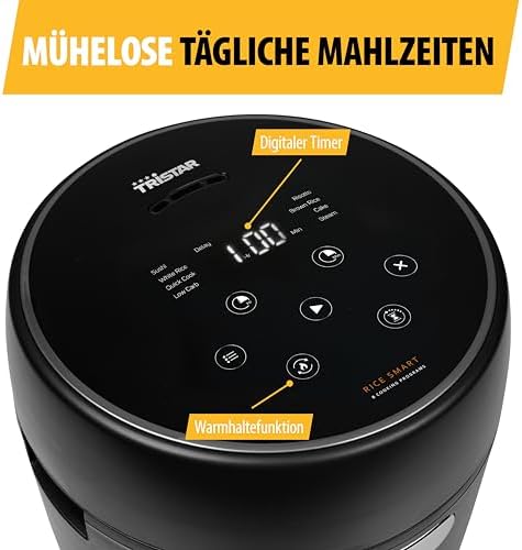 Digitaler Reiskocher mit Low-Carb-Funktion, 8 Automatikprogramme, 0,6 L Reis Kapazität, Digitales Bedienfeld, Leicht zu Reinigen, RK-6238