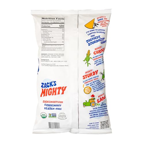 ZACK’S MIGHTY ORGANIC TORTILLA CHIPS, NON-GMO, GLUTEN-FREE, STURDY FOR DIPPING, 9 OUNCE BAG