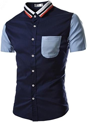 Qisc Men's Patriotic Bomb Pop Hawaiian Shirt - Red White and Blue American Flag Button Down Shirt (XXXL, Navy)