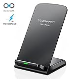 YOUSHARES 2-Coil Fast Charge Qi Inductive Wireless Charging Stand, Black